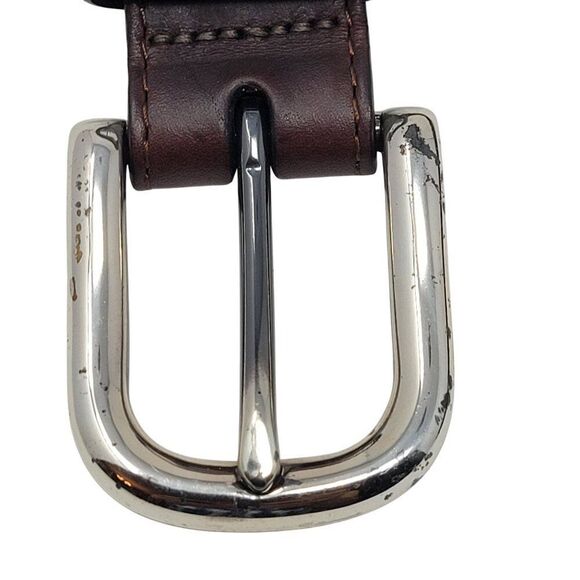 Vtg Brighton Mens Braided Leather Belt 36 Brown Silver Buckle Weaved Country - Picture 2 of 13